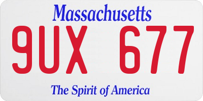 MA license plate 9UX677