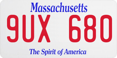 MA license plate 9UX680