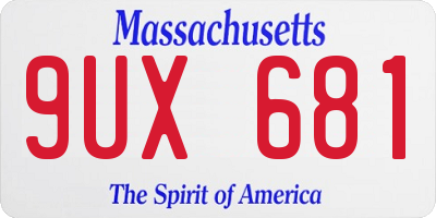 MA license plate 9UX681