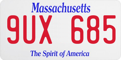 MA license plate 9UX685
