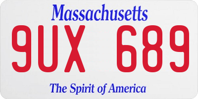MA license plate 9UX689