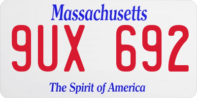 MA license plate 9UX692