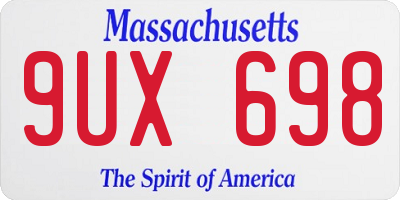 MA license plate 9UX698