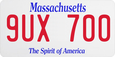 MA license plate 9UX700