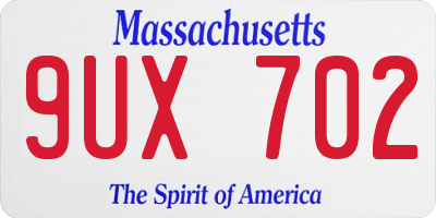 MA license plate 9UX702