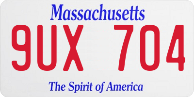 MA license plate 9UX704
