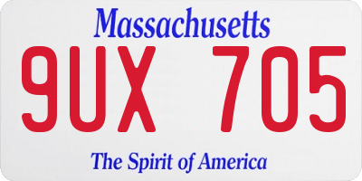 MA license plate 9UX705