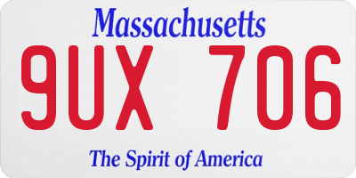 MA license plate 9UX706