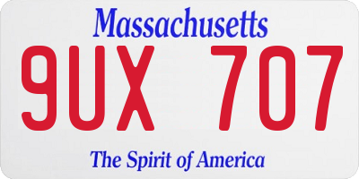MA license plate 9UX707