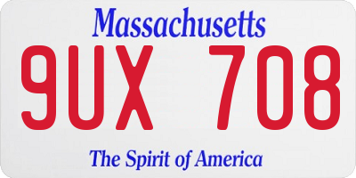 MA license plate 9UX708