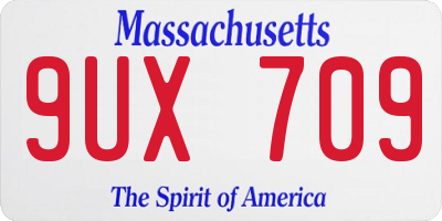 MA license plate 9UX709