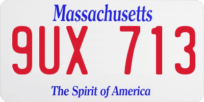MA license plate 9UX713