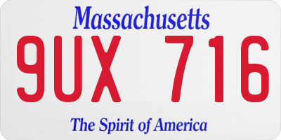 MA license plate 9UX716