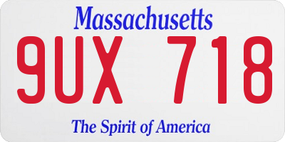 MA license plate 9UX718