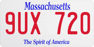 MA license plate 9UX720