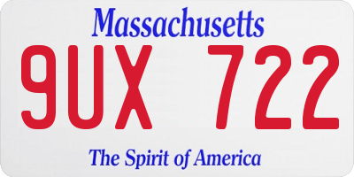 MA license plate 9UX722
