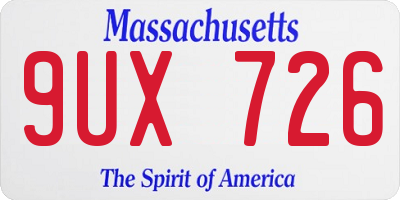 MA license plate 9UX726