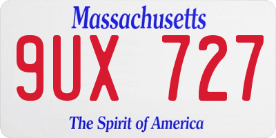 MA license plate 9UX727
