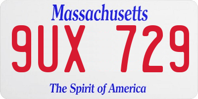 MA license plate 9UX729