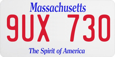 MA license plate 9UX730