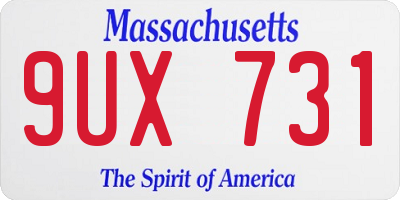MA license plate 9UX731