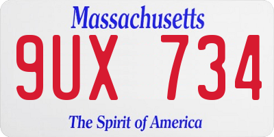 MA license plate 9UX734