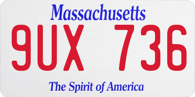 MA license plate 9UX736