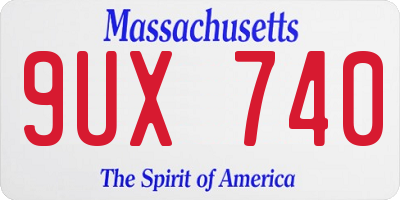 MA license plate 9UX740