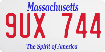 MA license plate 9UX744