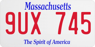 MA license plate 9UX745