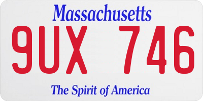 MA license plate 9UX746