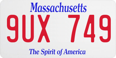 MA license plate 9UX749