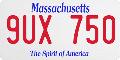 MA license plate 9UX750