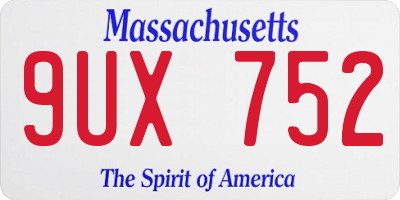 MA license plate 9UX752