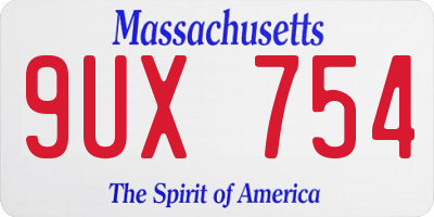 MA license plate 9UX754
