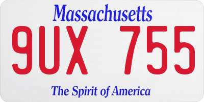 MA license plate 9UX755