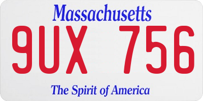 MA license plate 9UX756