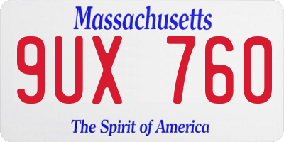 MA license plate 9UX760