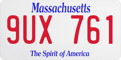 MA license plate 9UX761