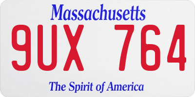 MA license plate 9UX764