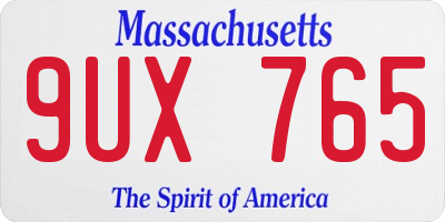MA license plate 9UX765