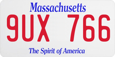 MA license plate 9UX766
