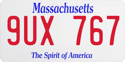 MA license plate 9UX767