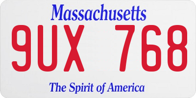 MA license plate 9UX768