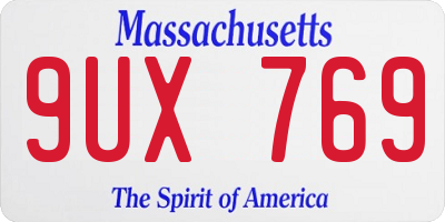 MA license plate 9UX769