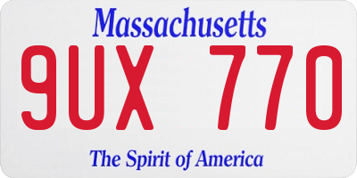 MA license plate 9UX770