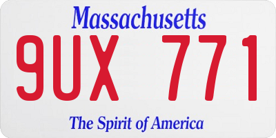MA license plate 9UX771