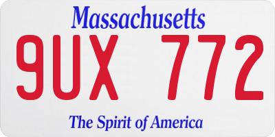MA license plate 9UX772