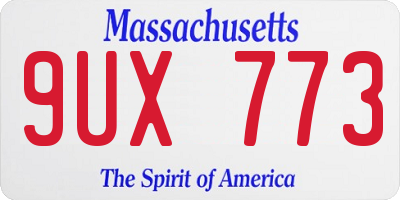 MA license plate 9UX773