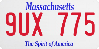 MA license plate 9UX775